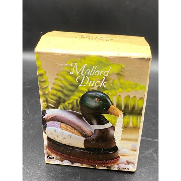 Vintage Mallard Duck Bisque Porcelain Wood Base Lint brush - Picture 7 of 15